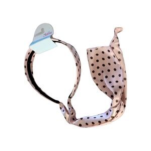 NWT Justice Hard Headband Satin Pink Polka Dot Bandana Fabric Tie Back